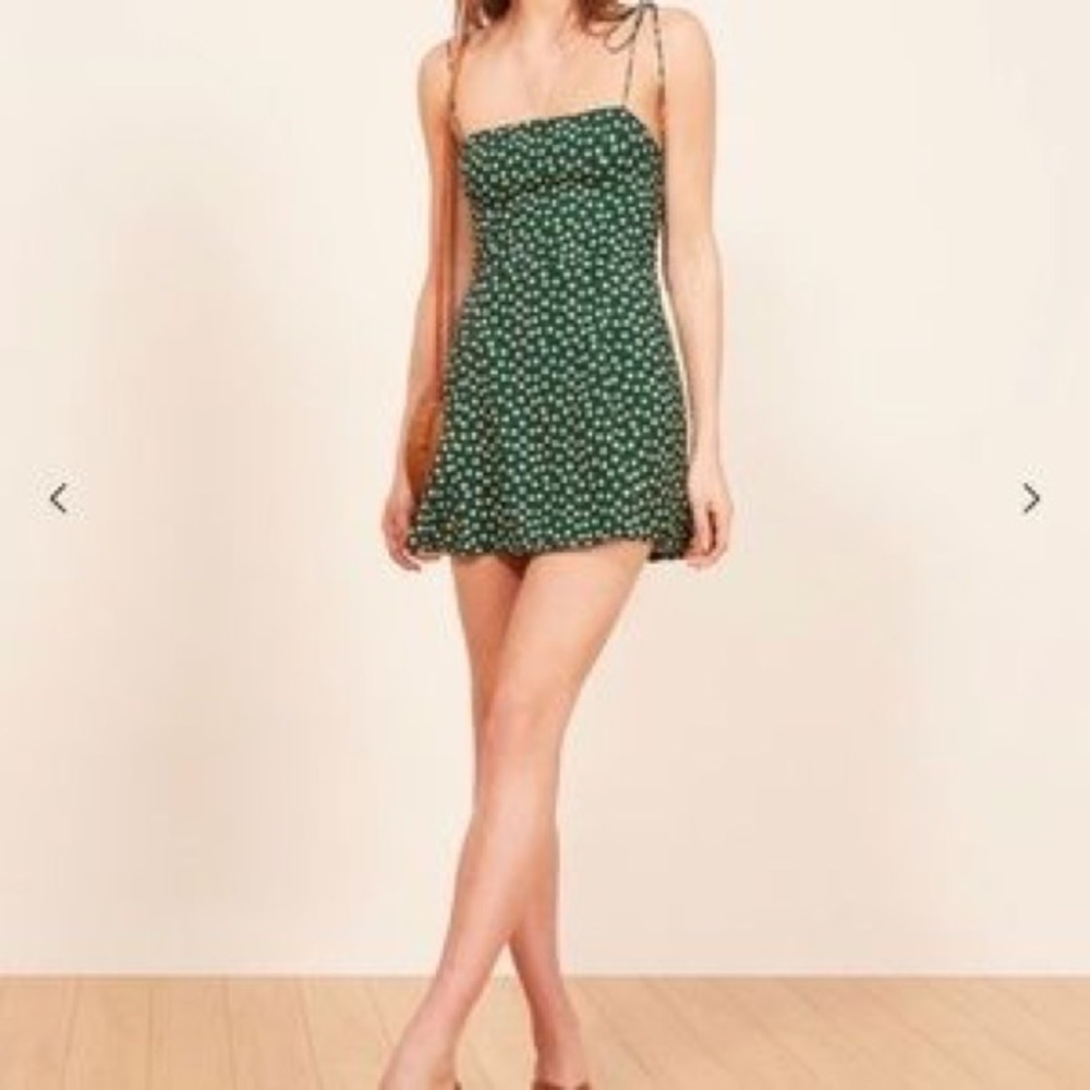 Reformation Green Floral Mini Dress